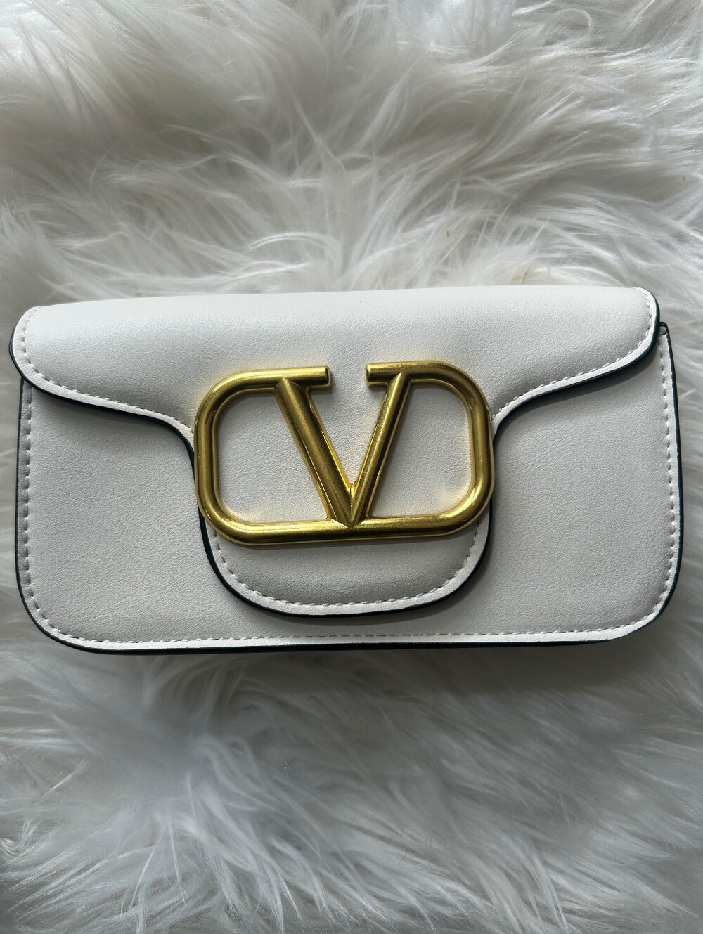 White Women's Leather Clutch - Minimalist Design
